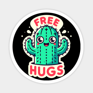 Happy Free Hugs Prickly Cactus Magnet